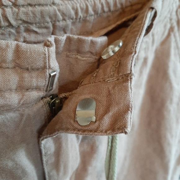 London Jean Chino 100% Linen Cropped Pants Lagenlook Coastal - Picture 7 of 10